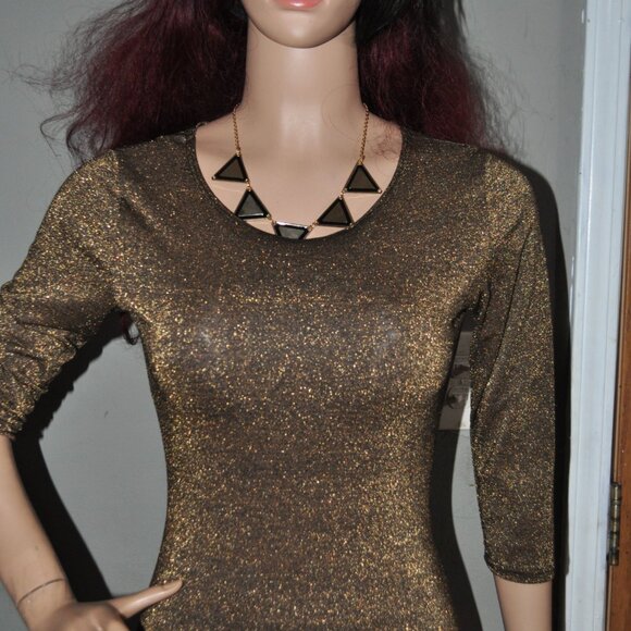 Women's 3/4 Sleeve sexy Bodycon Midi Dress glittery effect Party dress - Picture 5 of 5